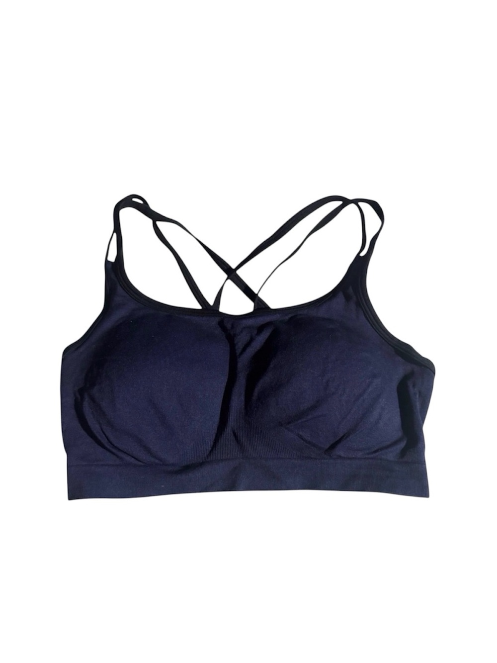 Athletic Works Women’s Navy & Black Strappy Padded Sports Bra Sz M